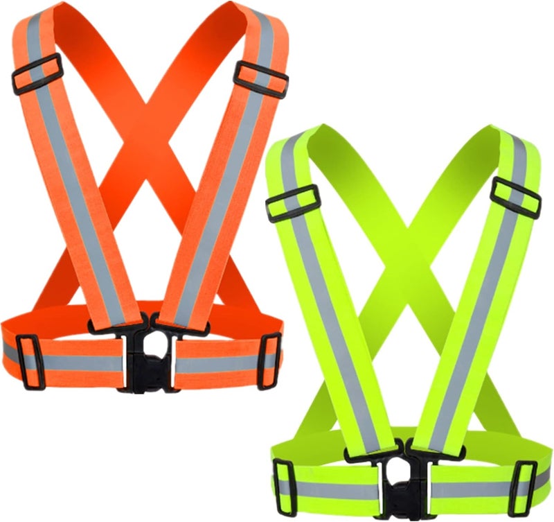 YUNLOVXEE Reflective Strap Safety Vest Gear - 2-10 Pack Adjustable High Visible Reflective Running Gear for Women Men Night - Image 1